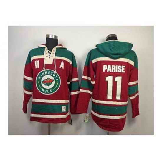 NHL Jerseys Minnesota Wild #11 parise red-green[pullover hooded sweatshirt][patch A][parise]